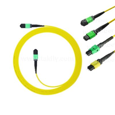MPO MTP Patchcord SM Trunk Cable 12F Fibra Ótica para Data Center AI Telecom FTTX Cablagem