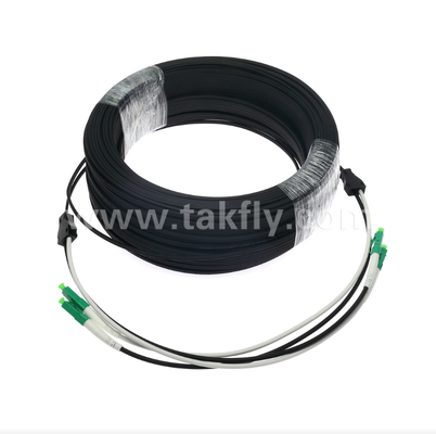 Cabo de Rede LC/APC Flat Drop - 2 Fibras Duplex, Pré-Conectorizado, Anti-Vibração, Classificação Interna para Implantação Rápida de FTTH.