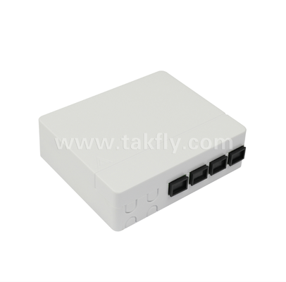 TKS-1806-04C-4 Port Fiber Termination Box - Surface Mount, SC/LC Compatible, Design modular para subsistemas de área de trabalho.