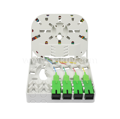 TKS-1806-04C-4 Port Fiber Termination Box - Surface Mount, SC/LC Compatible, Design modular para subsistemas de área de trabalho.