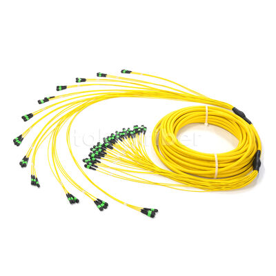 Cabo Trunk MPO Monomodo OS2 Personalizado Amphenol com 288 Fibras e Perda de Inserção Máxima de 0.35dB para Data Center
