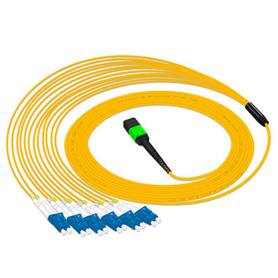 10meters 12 fibras MPO MTP ao cabo do remendo do único modo G657A1 3.0mm do LC