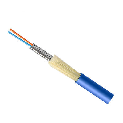 Casaco azul blindado de fibra ótica do PVC da manutenção programada G657A1 do cabo do cabo OFC do núcleo interno do metal 2