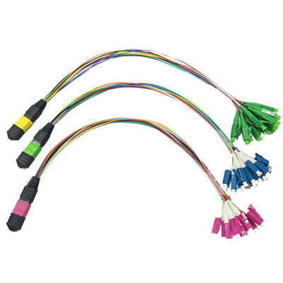 Mini cabo MPO MTP de 0.9mm ao cabo ótico do conector das fibras do mtp 12 da manutenção programada do LC
