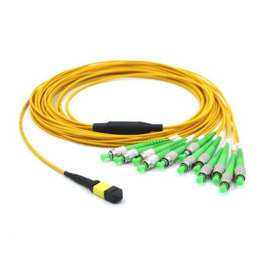 Cabo Breakout FC APC para MTP 12 Fibras G657A1 0.3dB Baixa Perda