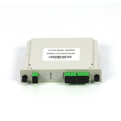 divisor tipo cassette do PLC da fibra ótica do modo G657A1 LGX de 1x4 SC/APC único em FTTx