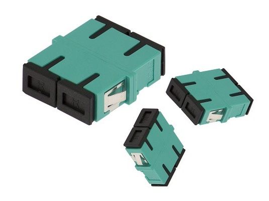 SC UPC milímetro de Aqua Fiber Optic Adapter Duplex das telecomunicações plástico sem flange