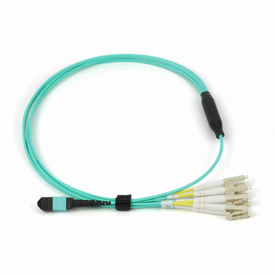 12 cabo de remendo da fibra ótica do Fanout MPO dos núcleos MPO 6LC DX Om3