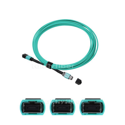 OM3 8/12/24 retira o núcleo do cabo de fibra ótica de MPO MTP, 3.0mm, milímetro 50/125, Aqua