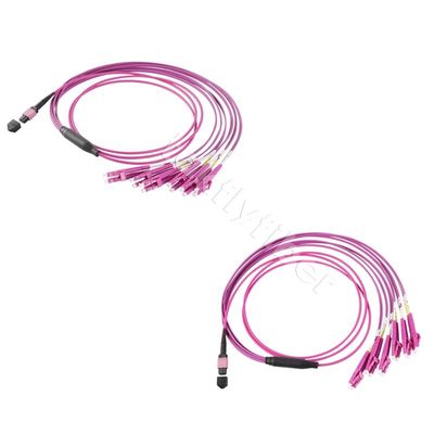 cabo MPO da fuga de 3.0mm OM4 LSZH MPO ao cabo do remendo da fibra do LC