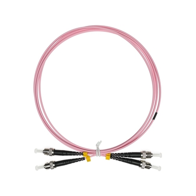 Cor cor-de-rosa frente e verso do cabo de remendo da fibra da manutenção programada LSZH de ST-ST G652D