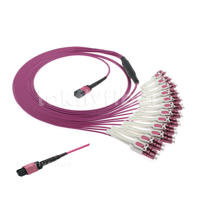 24 cabos de remendo multimodos da fibra OM4 do cabo de fibra ótica MPO dos núcleos