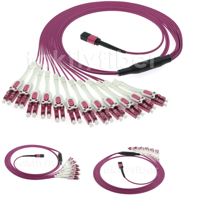 24 cabos de remendo multimodos da fibra OM4 do cabo de fibra ótica MPO dos núcleos