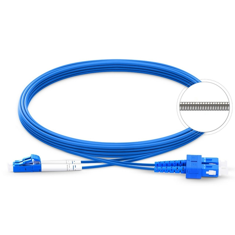 Fibra óptica azul patchcord Simplex Duplex 3,0 mm de diâmetro Cabos de fibra de baixa perda de inserção