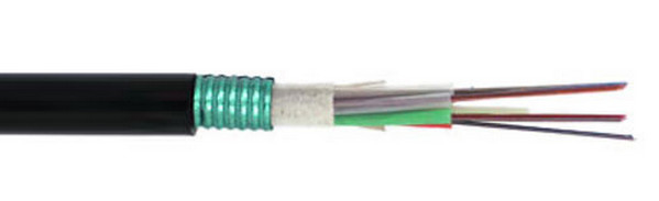 MDPE/HDPE revestido GYTA 2-144F cabo óptico exterior com reforço central de arame de aço