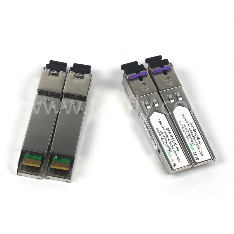 1.25G SFP BIDI Tx1550/Rx1490nm 80KM SMF DDM LC CISCO JUNIPER HUAWEI MODULO de transmissor óptico SFP compatível