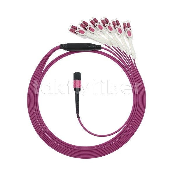 12F MPO/MTP-LC APC DX Uniboot OM4 Fibra Óptica Patch Cord para Data Centers -40°C a 85°C