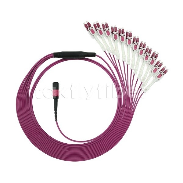 24F MTP 12x LC DX Uniboot OM4 Fiber Patch Cord para redes de alta velocidade