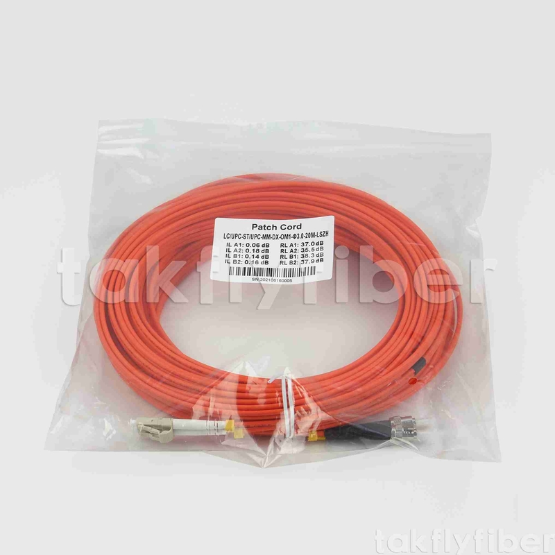 ST para LC OM1 OM2 Fibra Ótica Duplex Patch Cord 3.0mm LSZH Jaqueta Laranja Para Telecomunicações