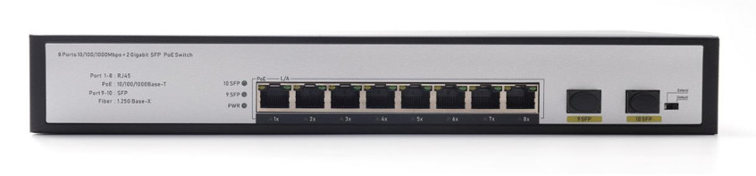 DF-2F-8GP 2-Port 10/100/1000Mbps 8+2 Uplink Fiber Ports Gigabit Poe Switch de rede