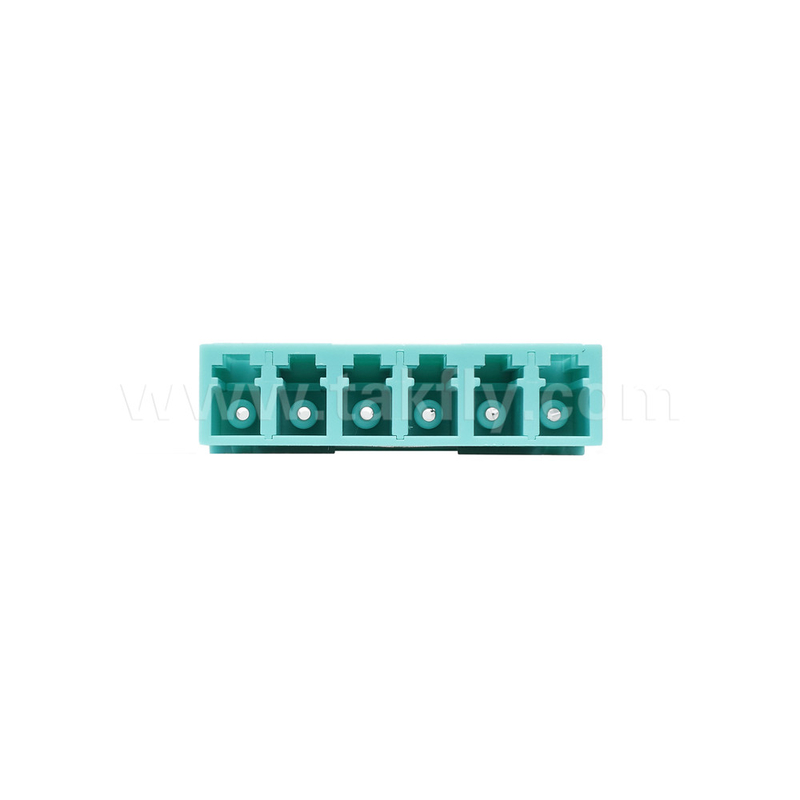 LC/PC Adaptador de 6 vias, MM OM3 ((Aqua), OM4 ((Violeta) Azul, Sem flange