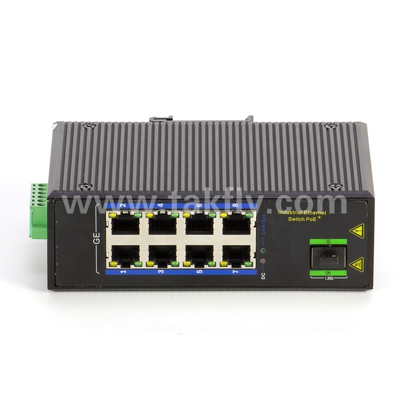 Switch Gigabit POE Industrial de 8 Portas com Montagem em Trilho DIN SFP