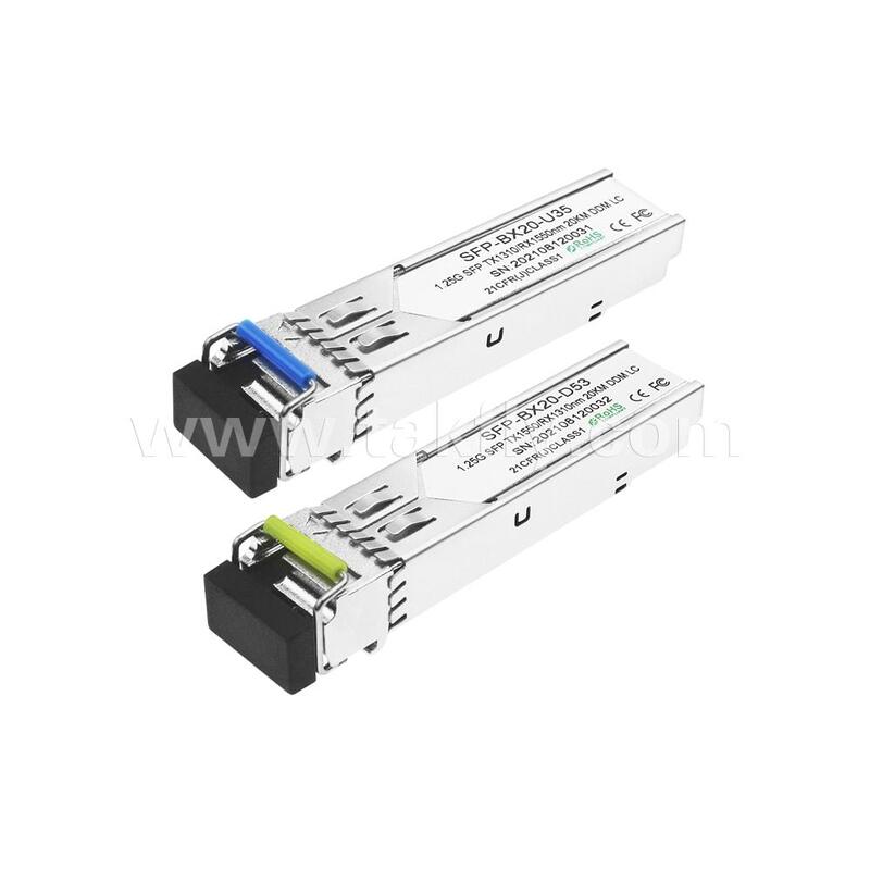 Módulo de transceptor SFP 1.25gbps 20km LC Reach Tx1310nm/Rx1550nm Bi-direcional para centro de dados FTTH FTTX