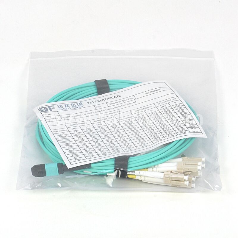 12F MPO MTP para LC OM3 Breakout Cable para agregação de servidores e switches de alta densidade