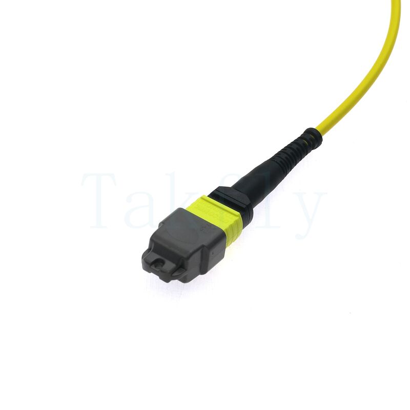 12F MTP(M) MTP(F) APC Patch Cord, SM G657A1, 1m, 3,0mm, LSZH Amarelo, Boot insensible à dobra, baixa perda