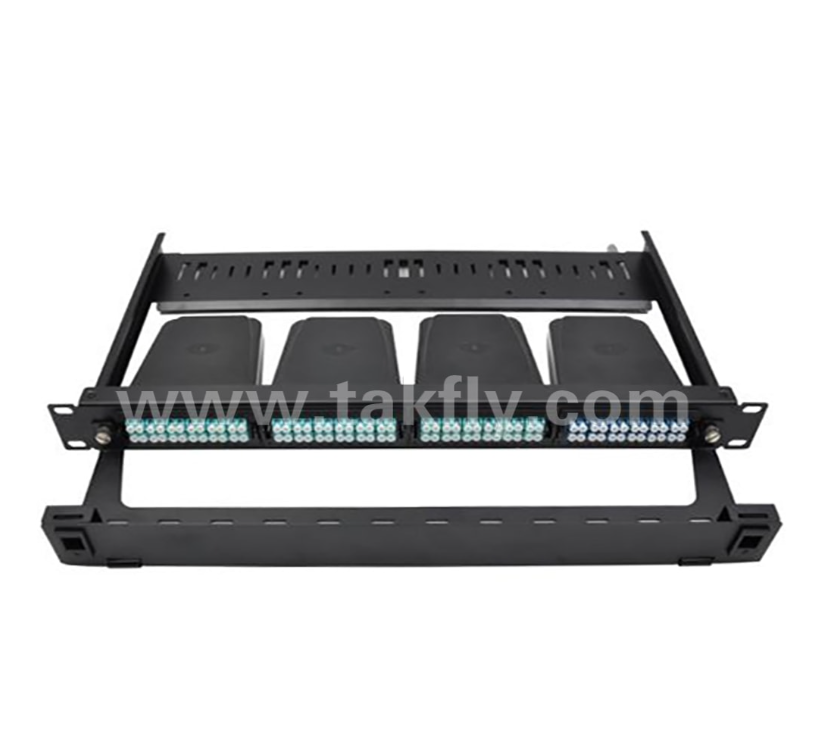 1U 24-Port MPO/MTP Patch Panel 19" Rack-Mount, de alta densidade, suporta caixas de módulos MPO pré-conectadas e painéis de adaptadores LC/MPO, para cablagem de fibra de tronco do data center
