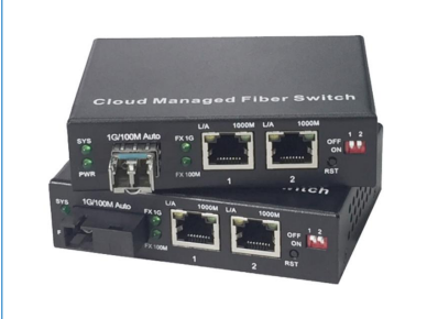Switch de fibra gerenciado em nuvem Gigabit 2 portas 10/100/1000Base-Tx e 1 porta 1000Base-Fx