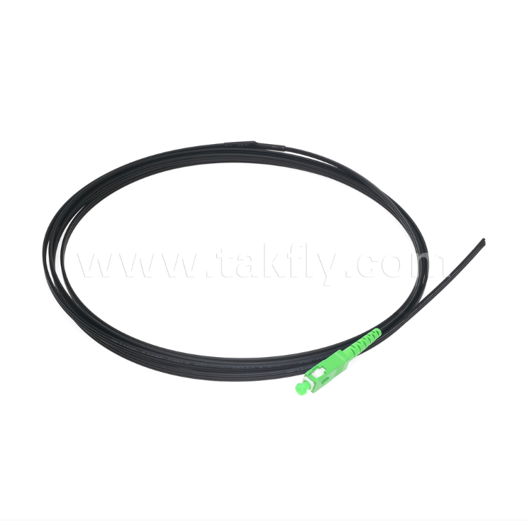 SC/APC FTTH Outdoor Flat Drop Pigtail ¢ Design simples, pré-conectado e anti-vibração para rápida implantação em campo