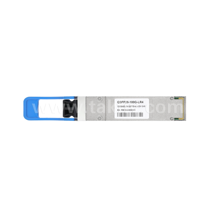 Transceptor Óptico QSFP28 TKQS28-100G-LR4 de 100 Gbps – 10 km, 4 Canais LAN-WDM (1295,56-1309,14 nm), Laser EML, Receptor PIN, Compatível com 100GBASE-LR4