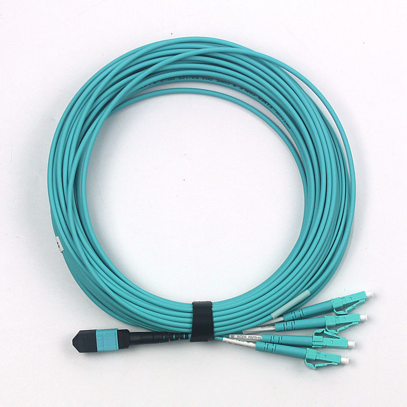 Cabo LC OM3 8F 12F 24F 3.0mm LSZH do cabo de remendo MTP da fibra ótica MPO